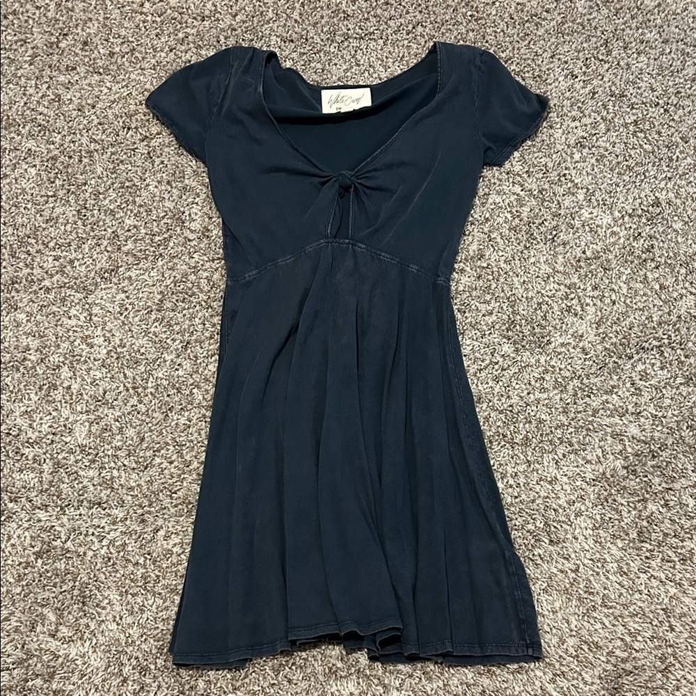 White Crow Navy Blue Short Sleeve Empire Waist Dress